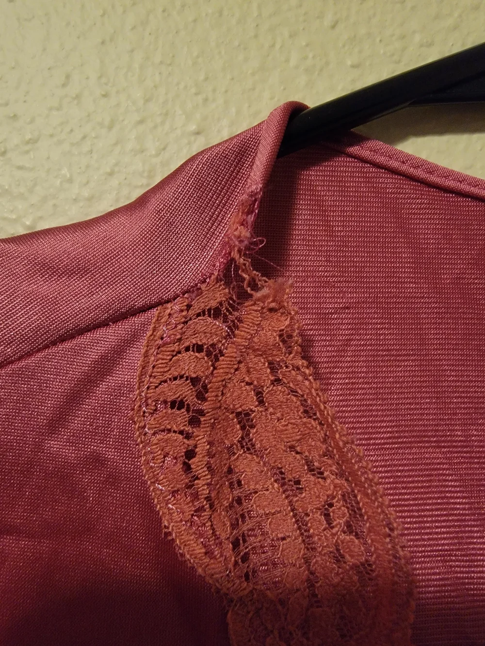 Vintage Long Lace-Trim Nightgown in Rosewood - Women’s Sleepwear